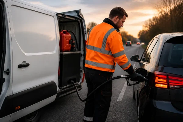 Roadside petrol delivery service for broken down vehicle in RG6